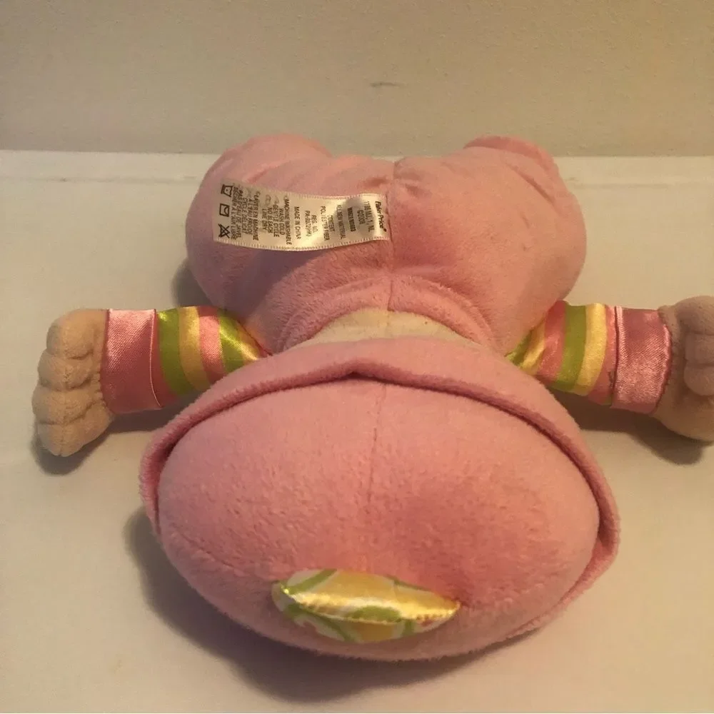 Fischer Price Baby’s First Rattle Doll Pink Plush Stripes & Circles 2008
